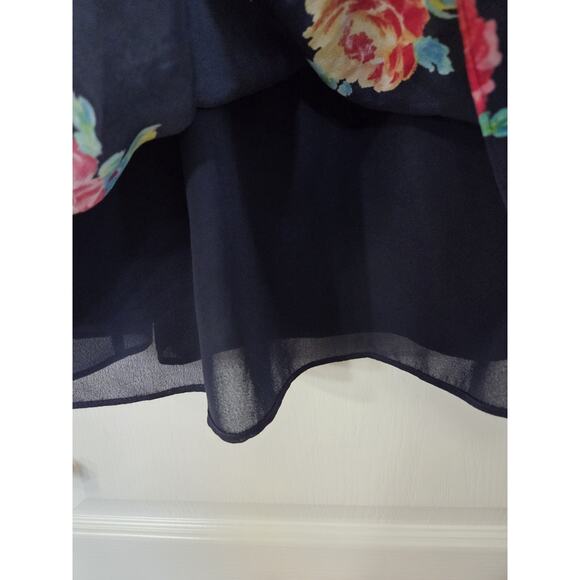 Shoshanna Teagan Vibrant Smocked 100% Silk 3/4 Sleeve Navy Mini Dress, Size 4 - Picture 14 of 15